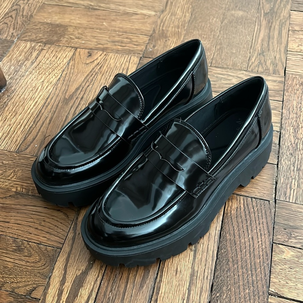 Black Patent Platform Loafers